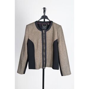 NEW TED BAKER women’s gold sparkle boucle dressy blazer jacket zip size 2